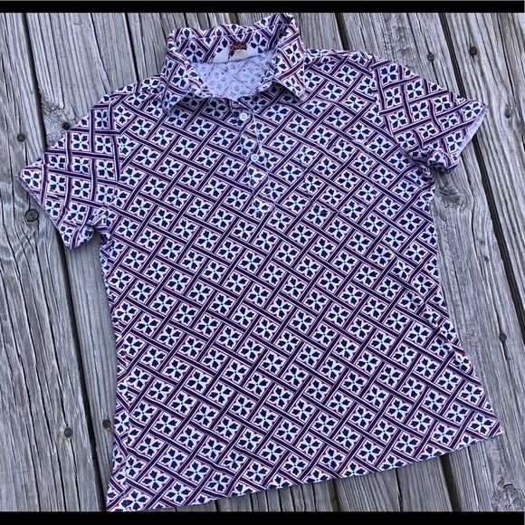 Vintage CLASSIC FASHIONS Button Collared Ikat Knit Top Shirt Size M - Picture 9 of 11